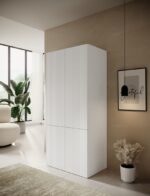 Double Door Wardrobe Pafos with Mirror White Matt 90x55.5x198.5cm - Image 3
