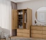 Double Door Wardrobe Oak 90x50x180cm - Image 2