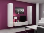 Vigo 180 Wall Living Room Display Cabinet made of Particleboard with Glass White / White Gloss 40x30x180cm - Image 22