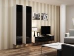 Vigo 180 Wall Living Room Display Cabinet made of Particleboard with Glass White / Black Gloss 40x30x180cm - Image 3