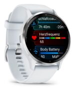 Garmin Venu 3 Stainless Steel 45mm Waterproof Smartwatch with Heart Rate Monitor (Silver Stainless Steel Bezel with Whitestone Case and Silicone Band) - Image 2