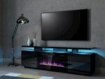 Έπιπλο Τηλεόρασης με Φωτισμό LED Ματ Μαύρο Μ180xΠ40xΥ52cm - Image 3