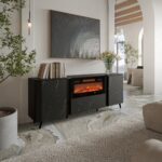 Cama Volare chest of drawers 200 x 39 x 75 cm black/san sebastian + fireplace - Image 2