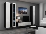 Vigo Floor-standing Living Room Display Cabinet made of Wood White/Black Gloss 40x30x180cm - Image 10