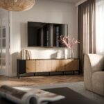 Cama MERCI RTV cabinet 200 x 40 x 54 cm black/oak artisan - Image 2