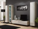 Vigo 180 Wall Living Room Display Cabinet made of Particleboard Sonoma/White Gloss 40x30x180cm - Image 5