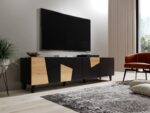 RTV cabinet ETNA 200x42x52 black matt + oak craft - Image 7