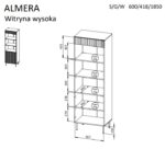 Cama 3 ALMERA bookcase 60x42x185 walnut/cashmere - Image 3