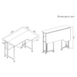 Maclean Folding Desk/Table  White  Mobile  100x73 cm  max. 50 kg  Corner  L-Shaped  MC-126 L/W - Image 3