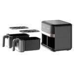 Heinrich‘’s HFR 8214 Double hot air fryer 2 x 4.5 l = 9.0 l 1300-2400 W Black - Silver - Image 2