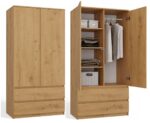 Double Door Wardrobe Oak 90x50x180cm - Image 6