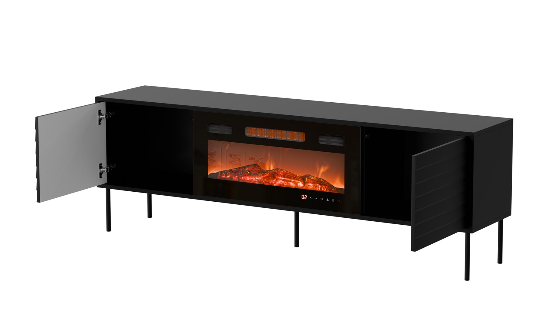 Sideboard Wooden Black + Black 180x40x60cm - Image 1