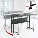 Maclean Folding Desk/Table  Black  Mobile  100x73 cm  max. 50 kg  Angled  L-Shaped  MC-126 L/B - Image 5
