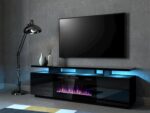 Έπιπλο Τηλεόρασης με Φωτισμό LED Ματ Μαύρο Μ180xΠ40xΥ52cm - Image 2
