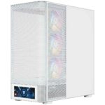Modecom Volcano AQ500 Gaming Midi Tower Computer Case with Side Window and ARGB Lighting White - Image 4