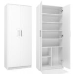 Double Door Wardrobe White 74x35x180cm - Image 5