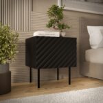 Bedside Tables Lucca Wooden Black 2 Pieces 47x40x52cm - Image 3