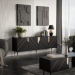 Cama 4D MOUNTAIN chest of drawers 204x40x72 black + gold - Image 2