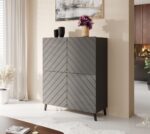 Abeto Wooden Sideboard Gray 100.5x40x121.5cm - Image 2