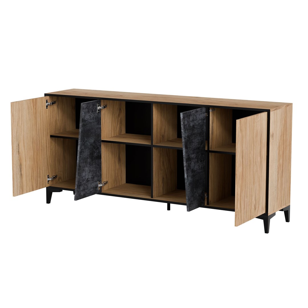 Cama 4D chest of drawers OVO 180x38xH83 oak/concrete - Image 1