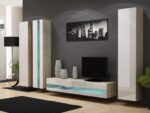 Vigo New Wall Living Room Display Cabinet made of Particleboard with Glass Sonoma / White 40x30x180cm - Image 2