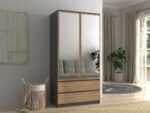 Δίφυλλη Ντουλάπα με Καθρέπτη Καφέ 180cm - Image 2