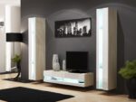 Vigo New Wall Living Room Display Cabinet made of Particleboard with Glass Sonoma / White 40x30x180cm - Image 4