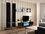 Vigo 180 Wall Living Room Display Cabinet made of Particleboard with Glass White / Black Gloss 40x30x180cm - Image 19