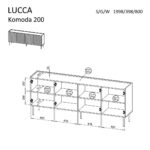 Cama LUCCA 4D chest of drawers  200x40x80  white - Image 3