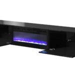 RTV cabinet SLIDE 200K with electric fireplace 200x40x37 cm all in gloss black