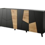 ETNA chest of drawers 200x42x82 black matt + oak craft