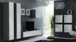 Vigo 180 Wall Living Room Display Cabinet made of Particleboard with Glass Grey / White Gloss 40x30x180cm - Image 9