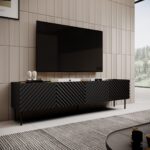 4D RTV cabinet ONDA 200x40x35-54 black (standing or wall mounted) - Image 4