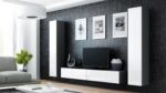 Vigo 180 Wall Living Room Display Cabinet made of Particleboard with Glass Grey / White Gloss 40x30x180cm - Image 3
