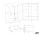 ROMANA wardrobe 160x205 Cashmere without mirror - Image 9