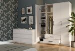 Four Door Wardrobe Romana 160 White 160x52x205cm - Image 4