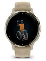 Garmin Venu 3S Stainless Steel 41mm Waterproof Smartwatch with Heart Rate Monitor (Soft Gold Stainless Steel Bezel with French Gray Case and Leather Band) - Image 2