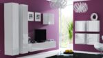 Vigo 180 Wall Living Room Display Cabinet made of Particleboard with Glass White / White Gloss 40x30x180cm - Image 15