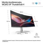 HP 734pm Series 7 Pro Ultrawide IPS Curved Monitor 34" QHD 3440x1440 With Response Time 5ms GTG Silver - Image 3
