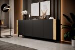 FARO chest of drawers 200x42x82 matte black + oak craft - Image 2