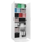 Double Door Wardrobe White 74x35x180cm - Image 2