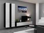 Vigo Floor-standing Living Room Display Cabinet made of Wood White/Black Gloss 40x30x180cm - Image 17