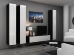 Vigo Floor-standing Living Room Display Cabinet made of Wood White/Black Gloss 40x30x180cm - Image 18