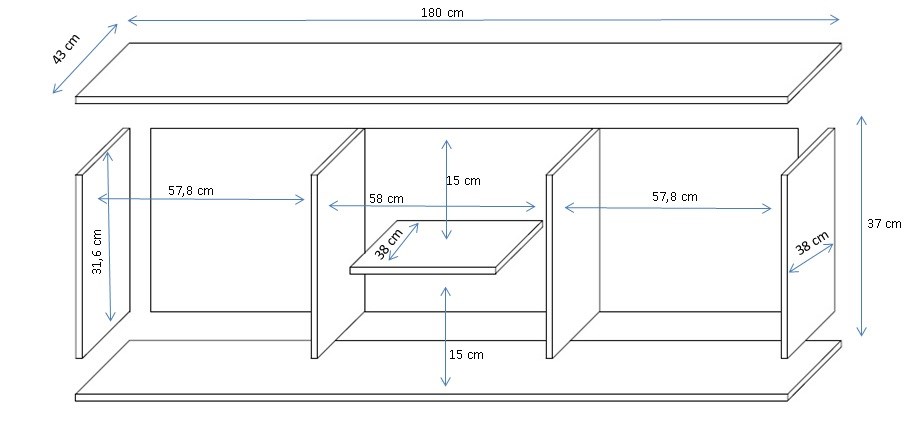 Cama TV stand SOHO 180 black/black gloss - Image 1