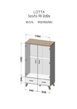 Double Door Wardrobe Lotta 2d2d White 110x50x190cm - Image 2