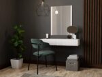 Pafos Wooden Makeup Dressing Table White with Mirror 80x41.6x100cm - Image 4