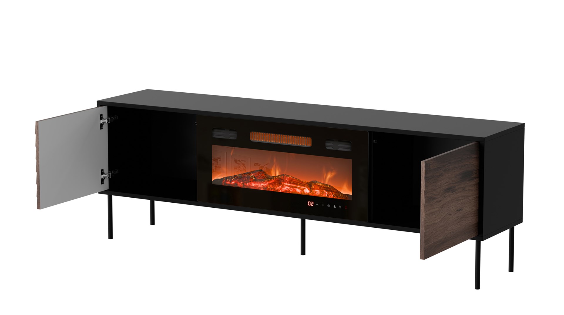 Sideboard Wooden Black/walnut 180x40x60cm - Image 1