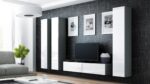 Vigo 180 Wall Living Room Display Cabinet made of Particleboard with Glass Grey / White Gloss 40x30x180cm - Image 4