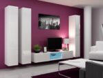 Vigo 180 Wall Living Room Display Cabinet made of Particleboard with Glass White / White Gloss 40x30x180cm - Image 18
