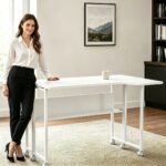 Maclean Folding Desk/Table  White  Mobile  100x73 cm  max. 50 kg  Corner  L-Shaped  MC-126 L/W - Image 2
